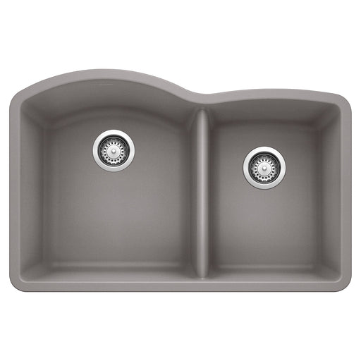 Blanco 440178 Diamond SILGRANIT 32" 60/40 Double Bowl Undermount Kitchen Sink - Metallic Gray