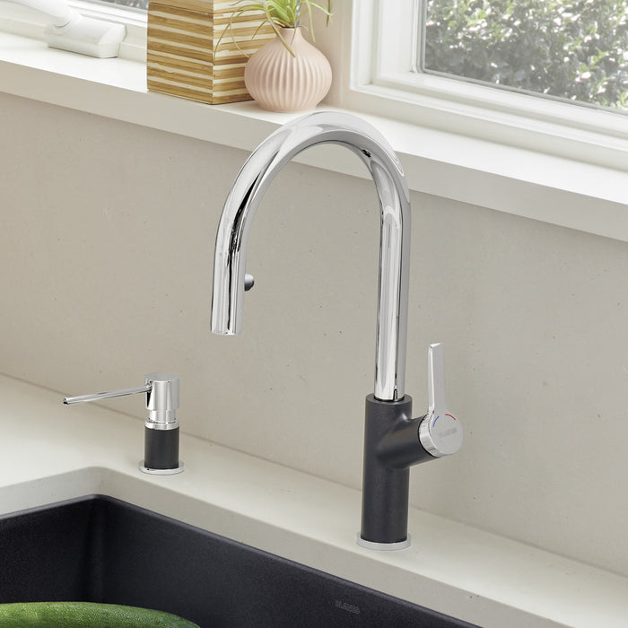 Blanco 526392 Urbena Pull-Down Dual-Spray Kitchen Faucet - Chrome/Anthracite