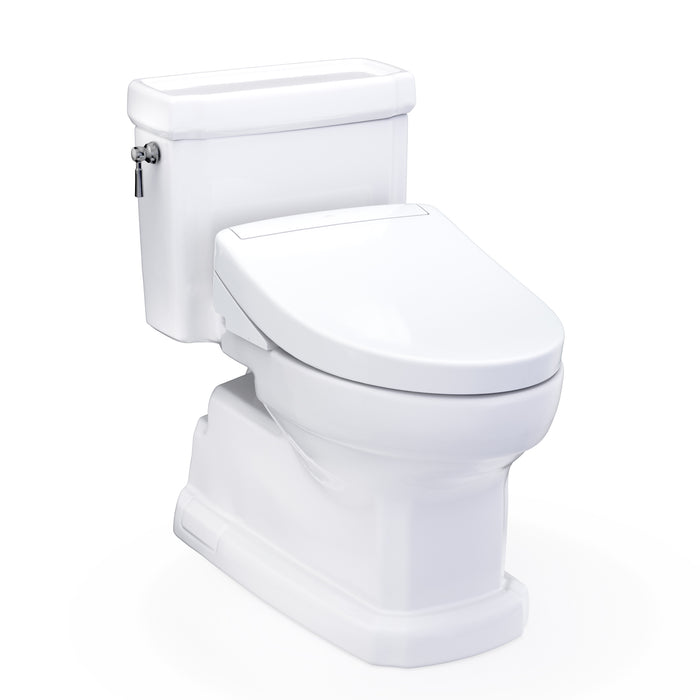 TOTO Washlet+ Eco Guinevere Elongated 1.28 GPF Universal Height Toilet with S5 Bidet Seat, Cotton White - MW9743446CEFG#01