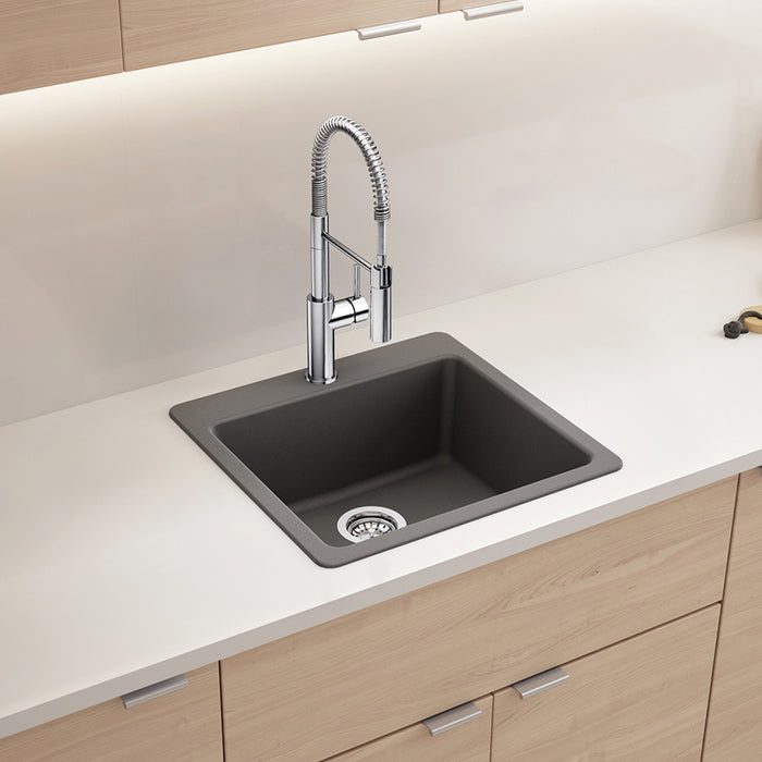 Blanco 443228 Liven SILGRANIT 21" Single Bowl Dual Mount Kitchen Sink - Cinder