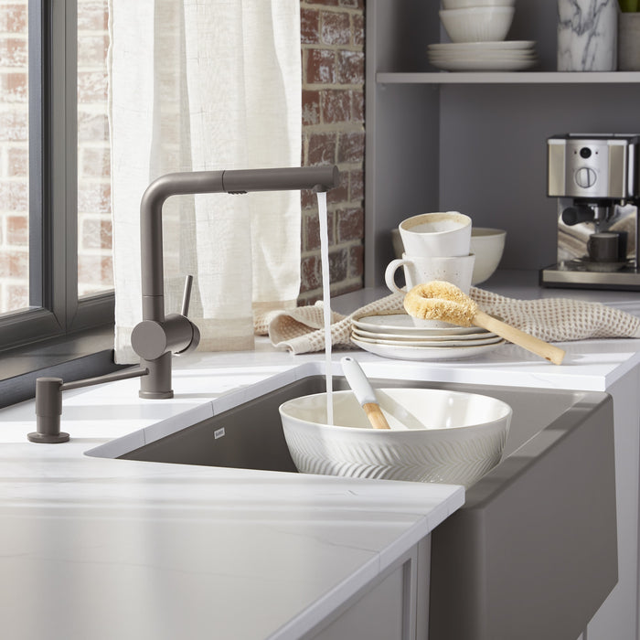 Blanco 526962 Linus Low Arc Pull-Out Dual-Spray Kitchen Faucet - Volcano Gray