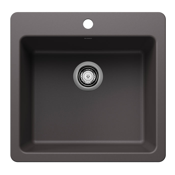 Blanco 443228 Liven SILGRANIT 21" Single Bowl Dual Mount Kitchen Sink - Cinder
