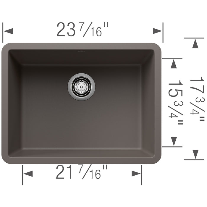 Blanco 527411 Precis SILGRANIT 24" Single Bowl Undermount Kitchen Sink - Volcano Gray