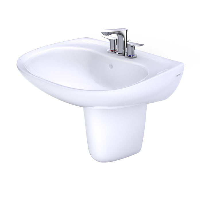 TOTO LHT242.4G#01 Prominence Oval Wall-Mount Bathroom Sink with Shroud for 4" Center Faucets, Cotton White