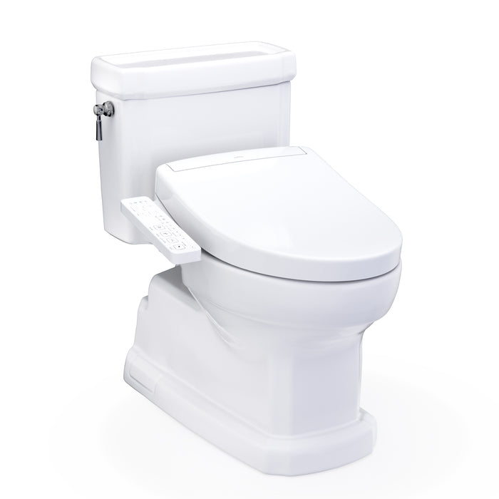 TOTO Washlet+ Eco Guinevere Elongated 1.28 GPF Universal Height Toilet with S2 Bidet Seat, Cotton White - MW9743346CEFG#01