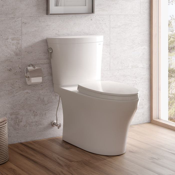 TOTO MS448124CEMFGN#01 Aquia IV Arc Two-Piece Elongated Dual Flush Universal Height Toilet - Cotton White