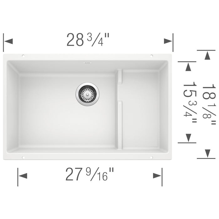Blanco 519453 Precis Cascade SILGRANIT 29" Single Bowl Undermount Kitchen Sink in White