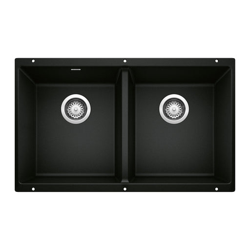 Blanco 442927 Precis SILGRANIT 29" 50/50 Double Bowl Undermount Kitchen Sink - Coal Black