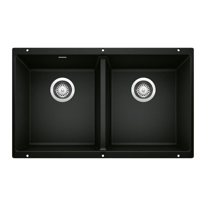 Blanco 442927 Precis SILGRANIT 29" 50/50 Double Bowl Undermount Kitchen Sink - Coal Black