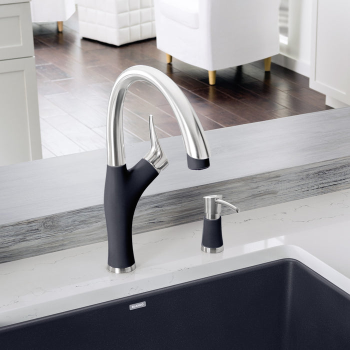 Blanco 442031 Artona Pull-Down Dual-Spray Kitchen Faucet - PVD Steel/Anthracite
