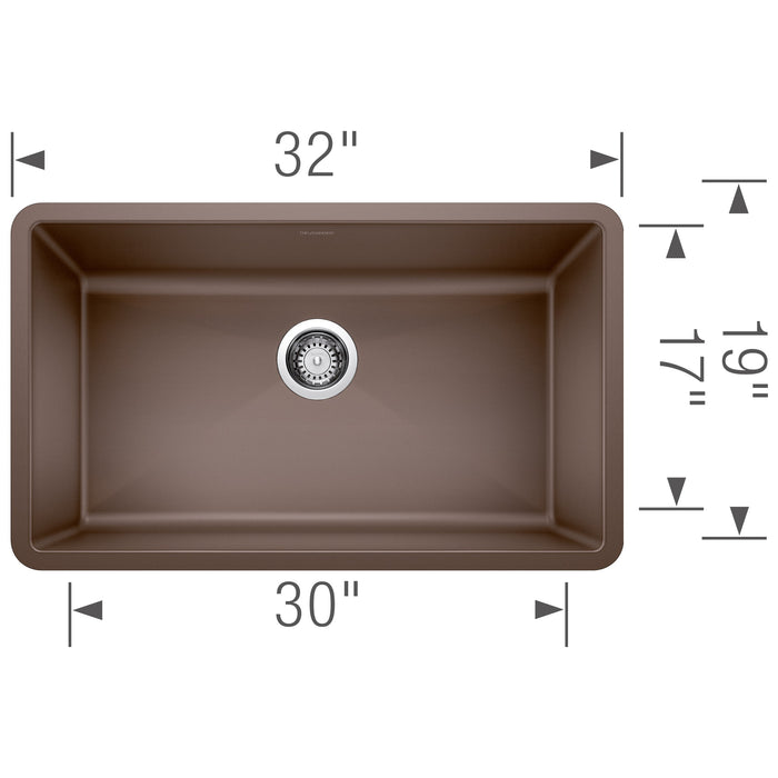 Blanco 440147 Precis SILGRANIT 32" Super Single Undermount Kitchen Sink - Cafe