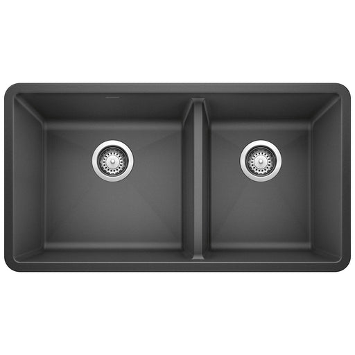 Blanco 441128 Precis SILGRANIT 33" 60/40 Double Bowl Undermount Kitchen Sink - Anthracite