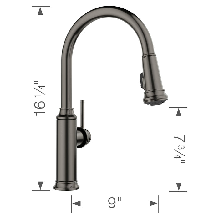 Blanco 443262 Empressa High Arc Pull-Down Dual-Spray Kitchen Faucet - Satin Dark Steel
