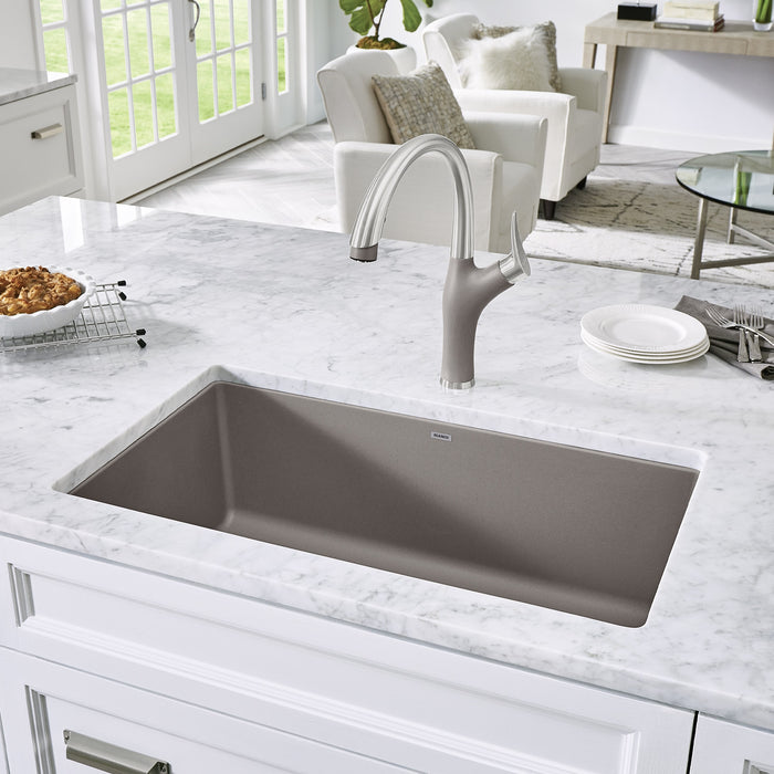 Blanco 441297 Precis SILGRANIT 32" Super Single Undermount Kitchen Sink - Truffle