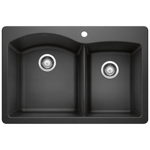 Blanco 440215 Diamond SILGRANIT 33" 60/40 Double Bowl Dual Mount Kitchen Sink - Anthracite