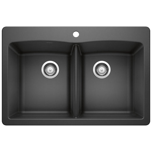 Blanco 440220 Diamond SILGRANIT 33" 50/50 Double Bowl Dual Mount Kitchen Sink - Anthracite