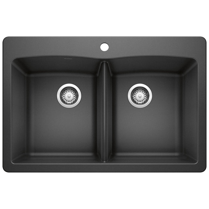 Blanco 440220 Diamond SILGRANIT 33" 50/50 Double Bowl Dual Mount Kitchen Sink - Anthracite