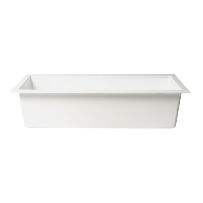 ALFI Brand AB3418SBDI-W White 33" Granite Composite Workstation Step Rim Single Bowl Drop-in Sink