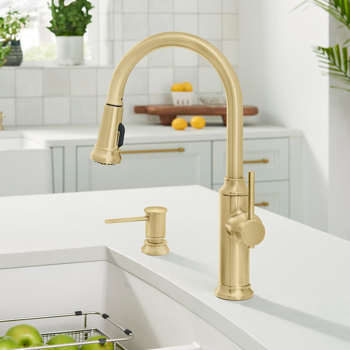 Blanco 442980 Empressa High Arc Pull-Down Dual-Spray Kitchen Faucet - Satin Gold