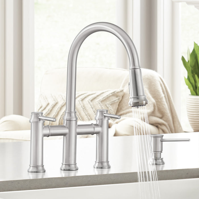 Blanco 442505 Empressa Pull-Down Dual-Spray Bridge Faucet - PVD Steel