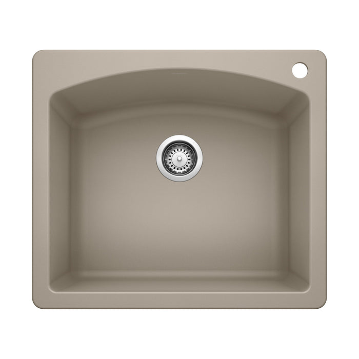 Blanco 441280 Diamond SILGRANIT 25" Single Bowl Dual Mount Kitchen Sink - Truffle