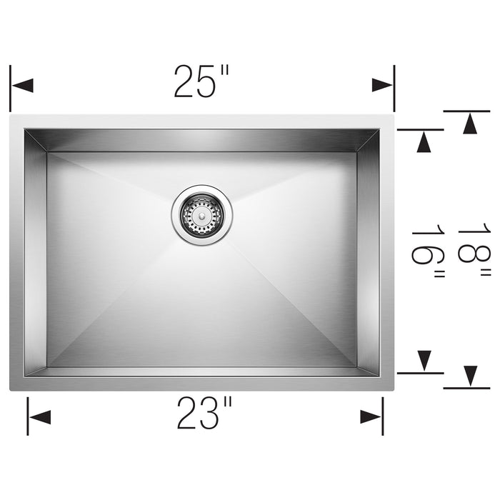 Blanco 515819 Precision R0 25" Single Bowl Undermount Stainless Steel Kitchen Sink