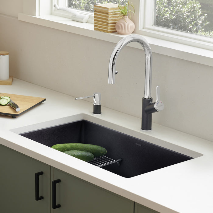 Blanco 442931 Precis SILGRANIT 30" Single Bowl Undermount Kitchen Sink - Coal Black