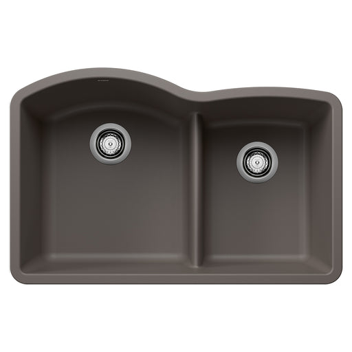 Blanco 443102 Diamond SILGRANIT 32" 60/40 Double Bowl Undermount Kitchen Sink with Low Divide - Volcano Gray