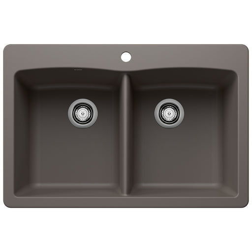Blanco 443104 Diamond SILGRANIT 33" 50/50 Double Bowl Dual Mount Kitchen Sink - Volcano Gray