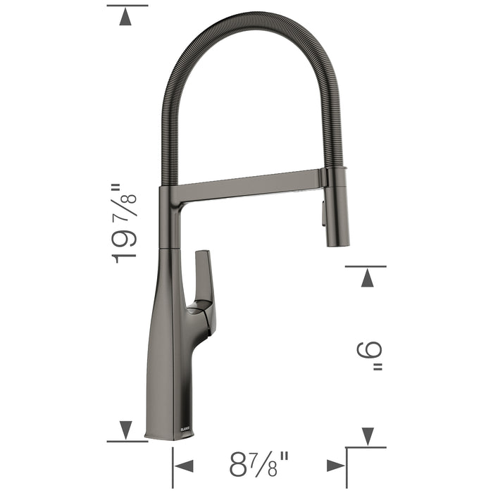 Blanco 443266 Rivana Semi-Pro Pull-Down Dual-Spray Kitchen Faucet - Satin Dark Steel