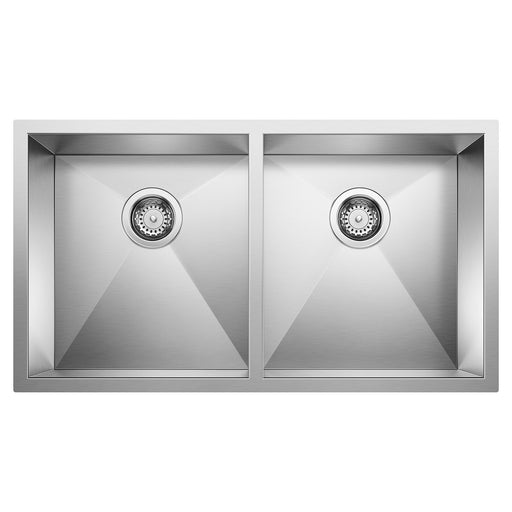 Blanco 443053 Quatrus R0 32" 50/50 Double Bowl Undermount Stainless Steel Kitchen Sink