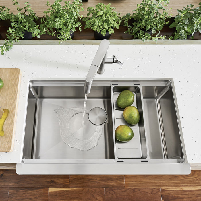 Blanco 525243 Quatrus R15 Ergon 33" Single Bowl Apron-Front Stainless Steel Farmhouse Sink