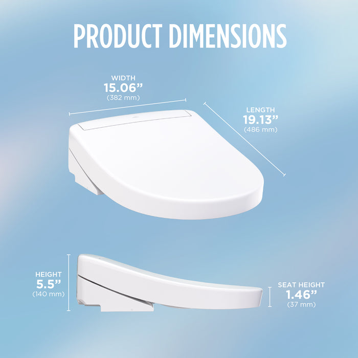 TOTO SW3445#01 Washlet S5 Electronic Bidet Toilet Seat with Water Heating, Round, Cotton White