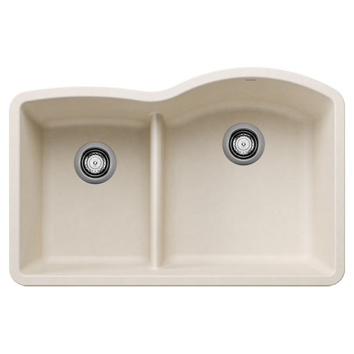 Blanco 443066 Diamond SILGRANIT 32" 40/60 Reverse Double Bowl Undermount Kitchen Sink with Low Divide - Soft White