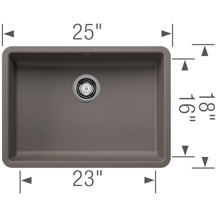 Blanco 443119 Precis SILGRANIT 25" ADA Single Bowl Undermount Kitchen Sink - Volcano Gray