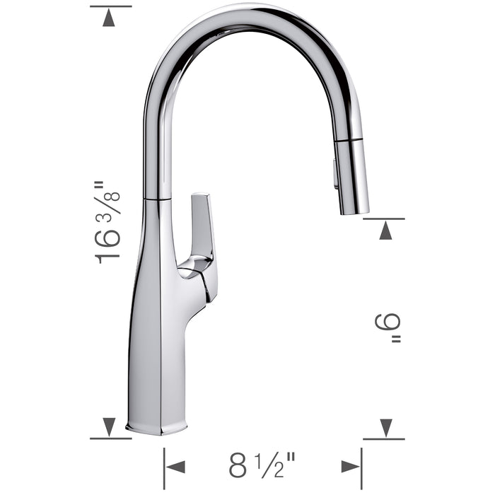 Blanco 442677 Rivana High-Arc Pull-Down Dual-Spray Kitchen Faucet - Chrome