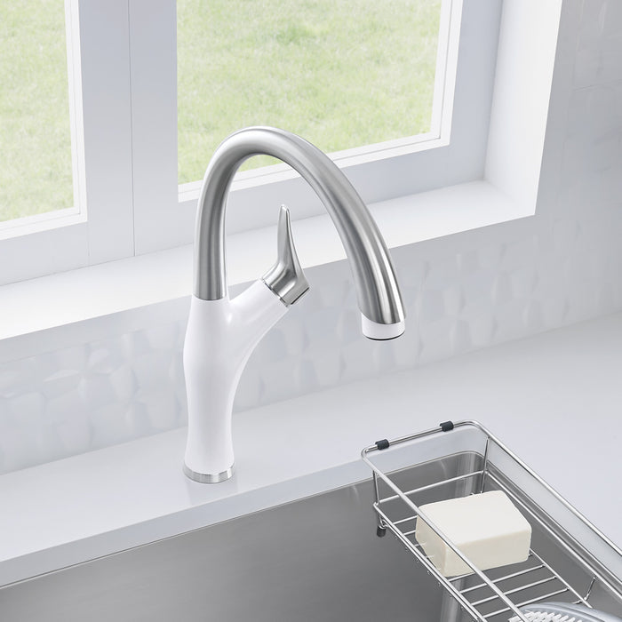 Blanco 442036 Artona Pull-Down Dual-Spray Kitchen Faucet - PVD Steel/White