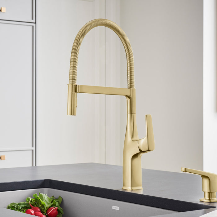 Blanco 442984 Rivana Semi-Pro Pull-Down Dual-Spray Kitchen Faucet - Satin Gold