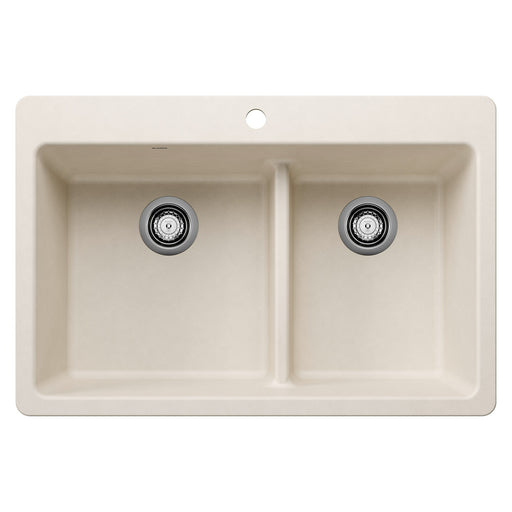 Blanco 443217 Liven SILGRANIT 33" 60/40 Double Bowl Dual Mount Kitchen Sink with Low Divide - Soft White