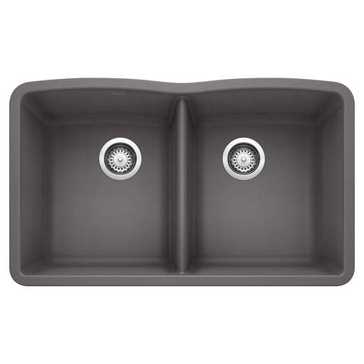Blanco 441470 Diamond SILGRANIT 32" 50/50 Double Bowl Undermount Kitchen Sink - Cinder