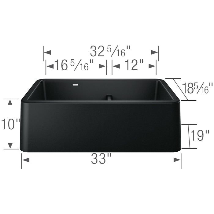 Blanco 402525 Ikon SILGRANIT 33" Double Bowl Apron-Front Farmhouse Sink in Coal Black