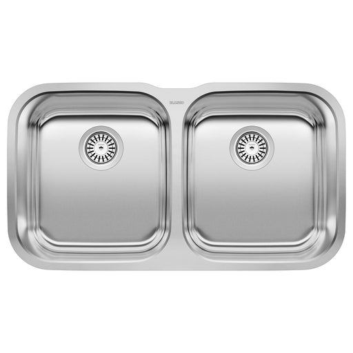 Blanco 441020 Stellar 33" 50/50 Double Bowl Undermount Stainless Steel Kitchen Sink