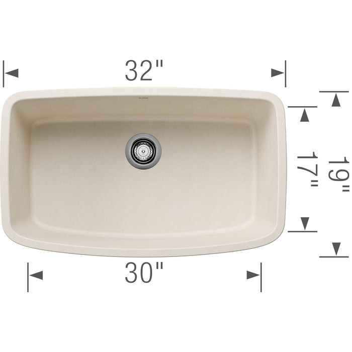 Blanco 443091 Valea SILGRANIT 32" Super Single Undermount Kitchen Sink - Soft White