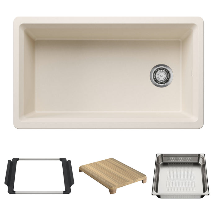 Blanco 443318 Inteos SILGRANIT 33" Single Bowl Reversible Undermount Workstation Kitchen Sink - Soft White