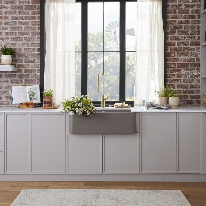 Blanco 443114 Ikon SILGRANIT 33" Single Bowl Apron-Front Farmhouse Sink - Volcano Gray