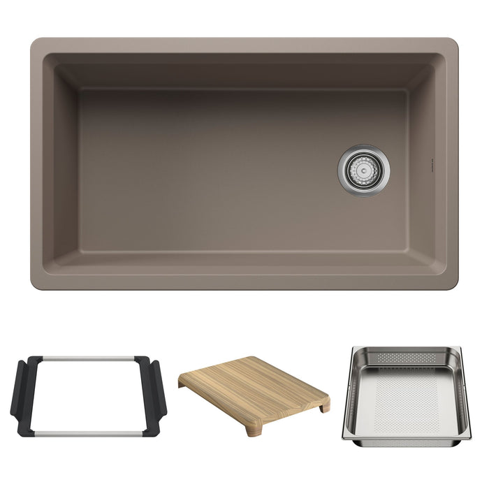 Blanco 443315 Inteos SILGRANIT 33" Single Bowl Reversible Undermount Workstation Kitchen Sink - Truffle