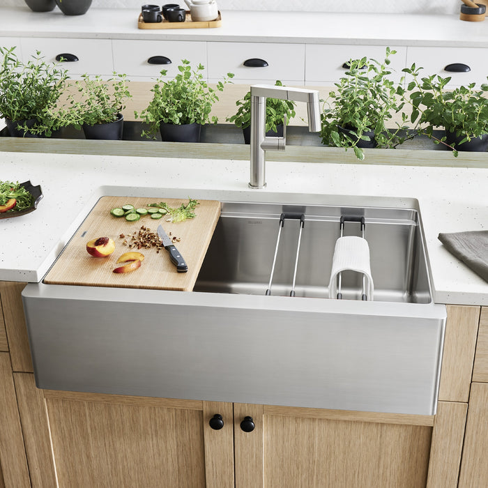 Blanco 525243 Quatrus R15 Ergon 33" Single Bowl Apron-Front Stainless Steel Farmhouse Sink