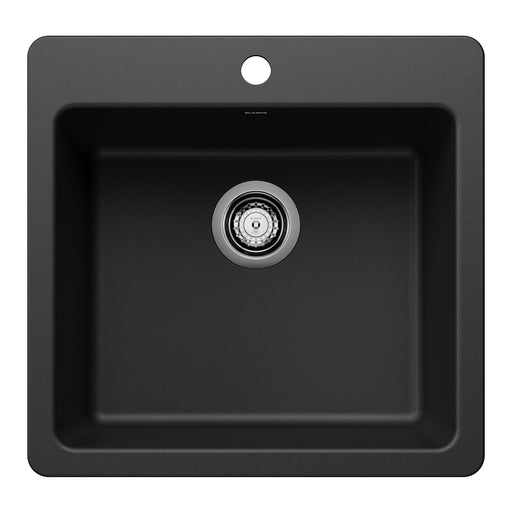 Blanco 443226 Liven SILGRANIT 21" Single Bowl Dual Mount Kitchen Sink - Coal Black