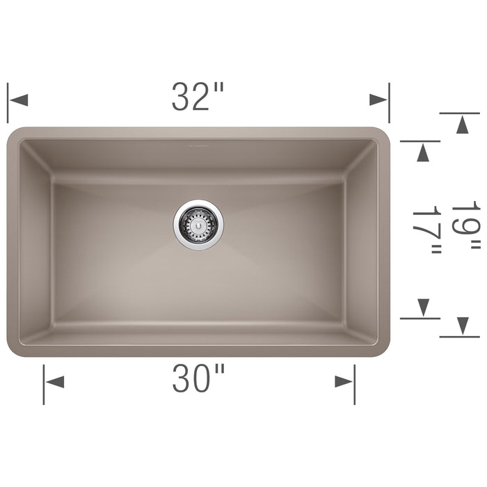 Blanco 441297 Precis SILGRANIT 32" Super Single Undermount Kitchen Sink - Truffle