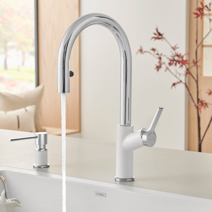 Blanco 526391 Urbena Pull-Down Dual-Spray Kitchen Faucet - Chrome/White